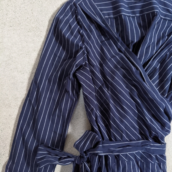 Dynamite navy pinstripe wrap top - Picture 4 of 5